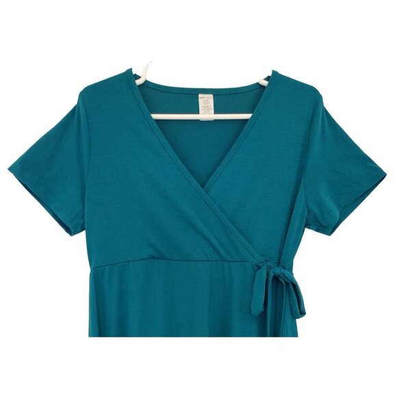 WEST LOOP Women's Teal Polyester Spandex Tie Front Wrap Dress West, NWT. - Picture 4 of 7